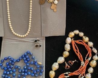  lapis beads, coral set, 