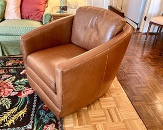 Pair of Room & Board “Ford” leather swivel chairs (retail $2400 each!)