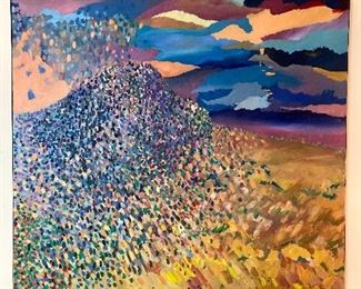 Large oil on canvas abstract landscape