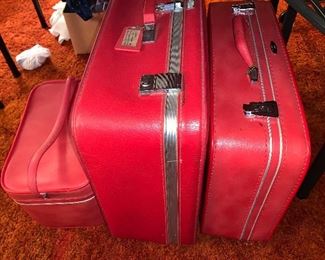 Vintage RED luggage, Sears and Amelia Earheart
