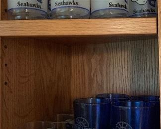Seattle Seahawks and Mariners glasses