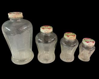4-PCS VINTAGE SPEAS VINEGAR JAR SET WITH SPEAS LIDS
