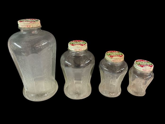 4-PCS VINTAGE SPEAS VINEGAR JAR SET WITH SPEAS LIDS
