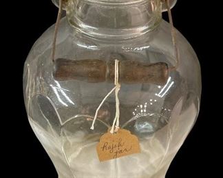 ANTIQUE RAJAH BRAND JAR W/LID, HANDLE – JAR 100+ YEARS