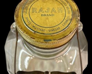 ANTIQUE RAJAH BRAND JAR W/LID, HANDLE – JAR 100+ YEARS
