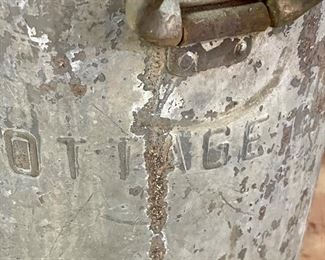 ANTIQUE COBLE DAIRY COTTAGE CHEESE CAN WITH 2-TOOLS