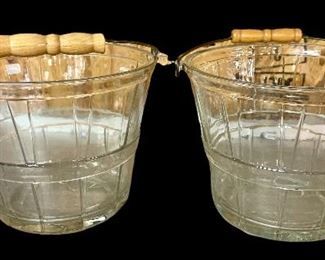 VINTAGE GLASS BASKET W/BELL HANDLE   (2-AVAILABLE)