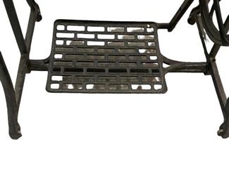 REPURPOSED ANTIQUE SEWING MACHINE BASE WITH HAND-CRAFTED COMPUTER DESK TOP