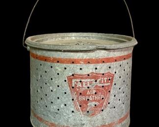 GALV.  “FALL CITY AIR BREATHER” MINNOW BUCKET