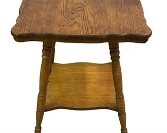 ANTIQUE PARLOR TABLE W/BRASS & GLASS BALL FEET