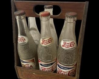 ANTIQUE PEPSI CRATE W/6 BOTTLES
