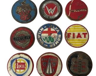 SET/9 VINTAGE/ANTIQUE CAR BRAND PLATES