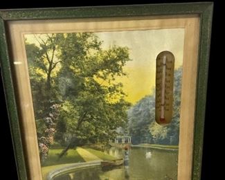 ANTIQUE MITCHELL FUNERAL FRAMED ADVERTISING THERMOMETER