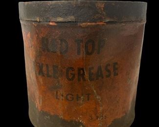 VINTAGE/ANTIQUE RED TOP AXLE GREASE LIGHT TIN