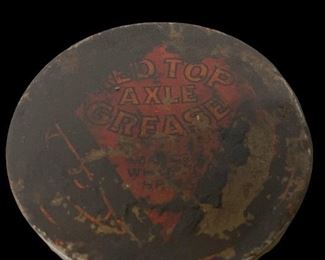 VINTAGE/ANTIQUE RED TOP AXLE GREASE LIGHT TIN