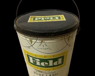 VINTAGE/ANTIQUE “FIELD” PURE LARD TIN