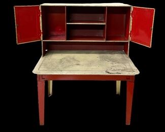 VINTAGE/ANTIQUE WOLVERINE TOYS KITECHEN (HOOSIER CABINET) W/ACCESSORIES