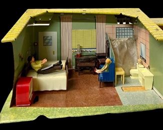 VINTAGE/ANTIQUE KIDDIE BRUSH & TOY CO. “SUZY GOOSE”/FRIENDLY FOLKS MOTEL (INCOMPLETE) W/FURNITURE AND ACCESSORIES