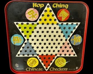 VINTAGE HOP CHING CHINESE CHECKERS METAL GAME BOARD – PRESSMAN TOY CORP.