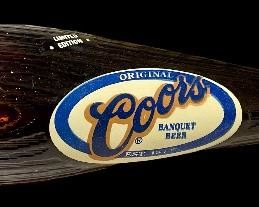 CASE/12 COORS BAT BOTTLES (9-COORS LIGHT, 3-COORS BANQUET BEER)   EMPTY BOTTLES