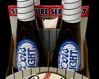 4-PACK CARTON COORS LIGHT BASEBALL BAT BOTTLES         EMPTY BOTTLES