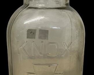 ANTIQUE “KNOX” MASON JAR W/GLASS LID AND BELL HANDLE