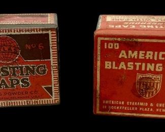 LOT/2 VINTAGE/ANTIQUE EMPTY BLASTING CAPS TINS