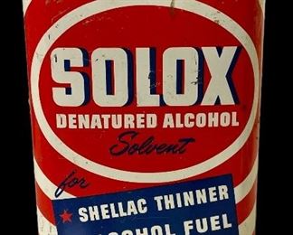 VINTAGE SOLOX DENATURED ALCOHOL SOLVENT TIN
