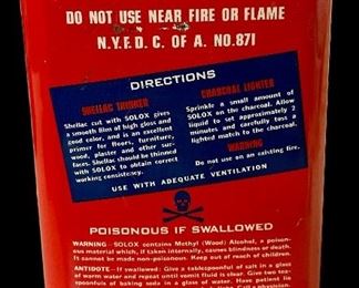 VINTAGE SOLOX DENATURED ALCOHOL SOLVENT TIN