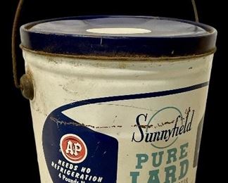 VINTAGE/ANTIQUE A&P/SUNNYFIELD PURE LARD TIN
