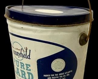 VINTAGE/ANTIQUE A&P/SUNNYFIELD PURE LARD TIN