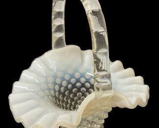 VINTAGE/ANTIQUE HOBNAIL/MOONSTONE RUFFLE EDGE BASKET