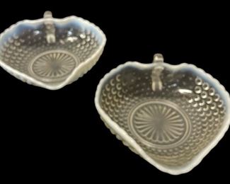 VINTAGE/ANTIQUE HOBNAIL/MOONSTONE HANDLED NUT/MINT DISH   (2-AVAILABLE)