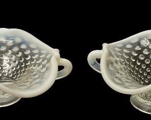 VINTAGE/ANTIQUE HOBNAIL/MOONSTONE WAVY CANDY DISH   (2-AVAILABLE)