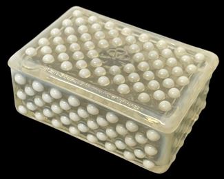 VINTAGE/ANTIQUE HOBNAIL/MOONSTONE COVERED CIGARETTE BOX