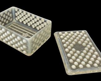 VINTAGE/ANTIQUE HOBNAIL/MOONSTONE COVERED CIGARETTE BOX