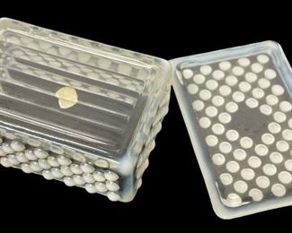 VINTAGE/ANTIQUE HOBNAIL/MOONSTONE COVERED CIGARETTE BOX