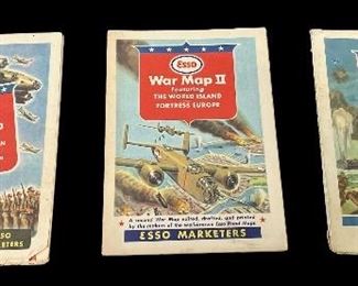ANTIQUE SET/3 ESSO WWII MAPS / ADVERTISING