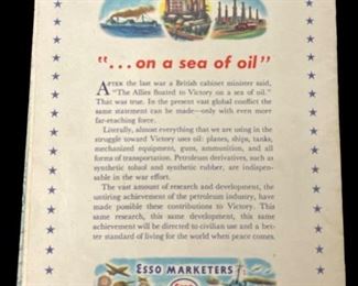 ANTIQUE ESSO WWII “WAR MAP II featuring THE WORLD ISLAND – FORTRESS EUROPE)