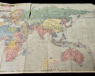 ANTIQUE ESSO WWII “WAR MAP II featuring THE WORLD ISLAND – FORTRESS EUROPE)