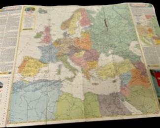 ANTIQUE ESSO WWII “WAR MAP II featuring THE WORLD ISLAND – FORTRESS EUROPE)