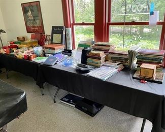 Selection of scrap booking tools/materials, vintage games, albums, and more...