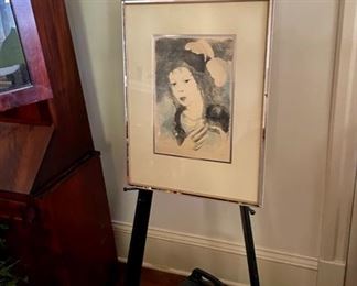 Marie Laurencin (24/125), folding easel, and antique kindling box