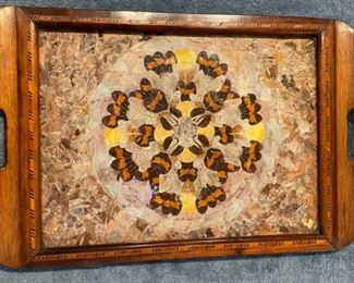 C. 1920's butterfly inlaid tray