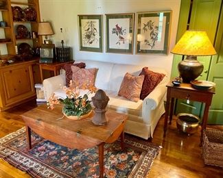 Drop leaf coffee table, iron piece, trio of J. J. Audubon, side tables, and more...