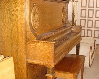 Awesome antique oak piano 