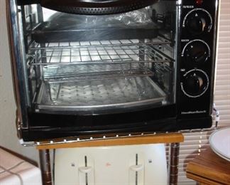 Mini oven and toaster on kitchen cart