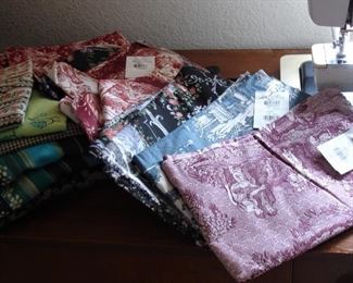 Some nice toile and quilting fabric pieces - she shopped a lot at Hancock