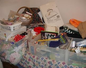 Sewing notions and miscellaneous bins to go through