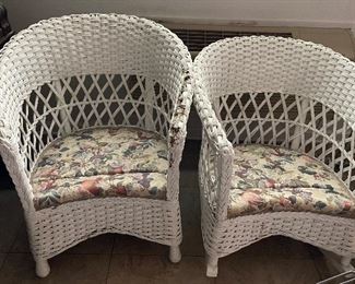 Vintage Very Heavy Wicker Chair & Matching Vintage Wicker Rocker 
Matching Vintage Wicker Sofa